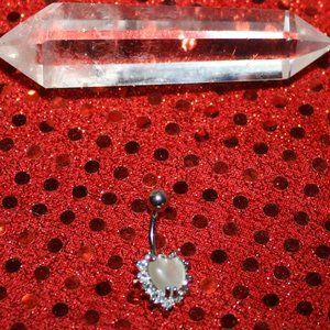 Moonstone & Rhinestones Belly Ring